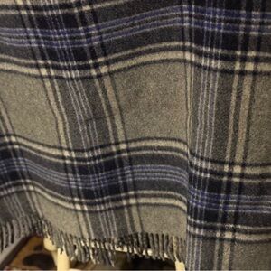 Vintage Curvon England Jumbo Pure Wool Throw Blanket Gray Plaid 56 x 35
